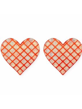 Orange Holographic Heart Nipple Pasties Festival Rave Adhesive Covers